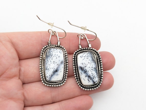 Artisan Dendritic Agate & Sterling Silver Dangle … - image 2