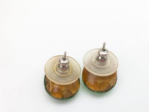 Green Pear Cut Rhinestone Stud Statement Earrings… - image 7