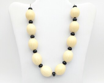 Vintage Ivorine Celluloid "French Ivory" Beaded Chain Necklace