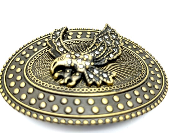 Vintage Eagle with Rhinestones Belt Buckle American Bald Eagle Belt Buckle W/ Rhinestone in Star - Etsy main image 3