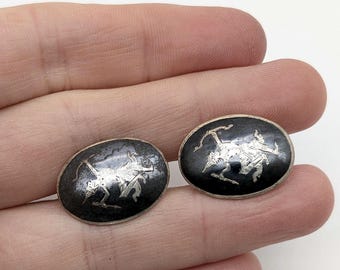 1940's Siam Sterling Silver Mekkala Goddess of Lightning Cufflinks