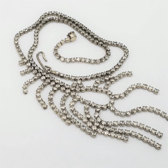 1960's Vintage Rhinestone Bib Necklace - 16