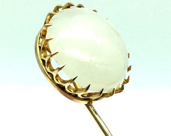 Antique 14K Gold & Moonstone Stick Pin