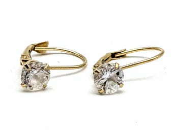 14k Gold & 5mm CZ Dangle Earrings