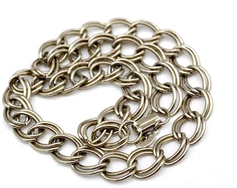Kenneth J. Lane Antique Silver Tone Double Link Chain Necklace - 17.5"