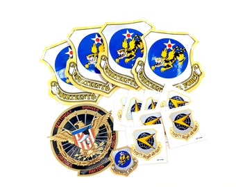 Lot of Vintage Military Stickers Including Fourteenth Air Force Flying Tigers & Twenty Second Air Force