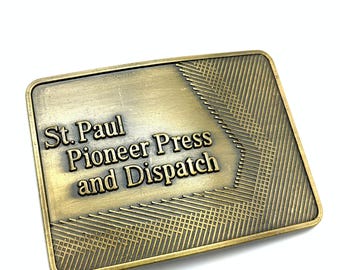 Vintage Bronze Tone St. Paul Pioneer Press & Dispatch Belt Buckle