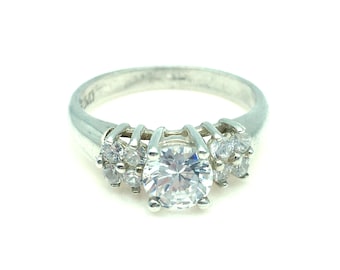 Vintage 3-Carat Brilliant Round Cut CZ Solitaire Engagement Ring - Size 8.75
