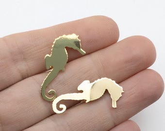 Set of Two Vintage Brass Seahorse Pins - 1.25"