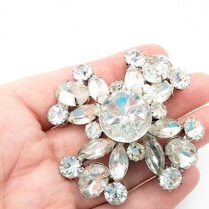 Vintage Kenneth J. Lane Large Rhinestone Flower Brooch - 2 3/8"