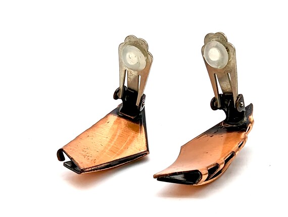 Solid Copper Hinged Bangle Bracelet & Clip Earrin… - image 7