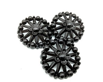 Vintage Large Brown Wagon Wheel Like Shank Buttons - 36 mm / 1.5"