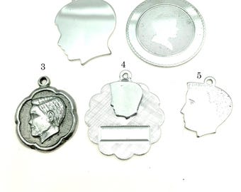 Vintage Sterling Silver Engravable Boy Child Pendants or Charms