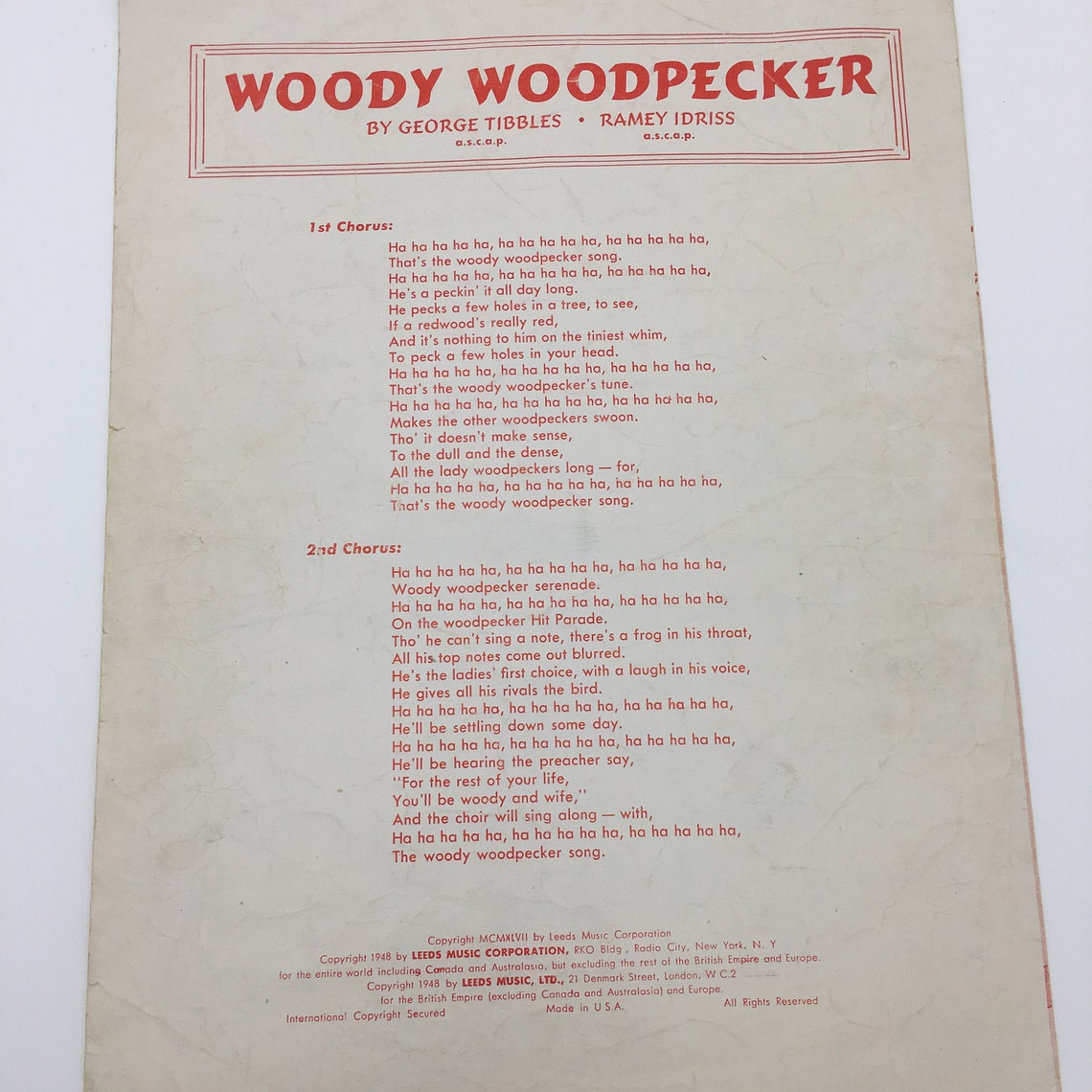 1948 Woody Woodpecker Song Sheet Music | Etsy