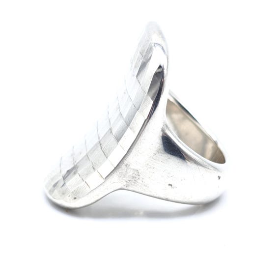 Sterling Silver Concave Statement Ring, Faceted D… - image 4
