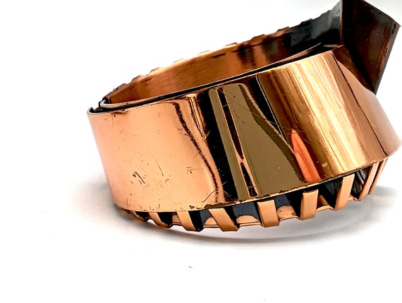 Solid Copper Hinged Bangle Bracelet & Clip Earrin… - image 6