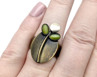 Vintage Brass Statement Ring - Size 8.75
