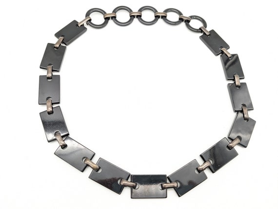 Black Lucite Rectangle and Circle Link Belt 38 - 34.5  display picture 3