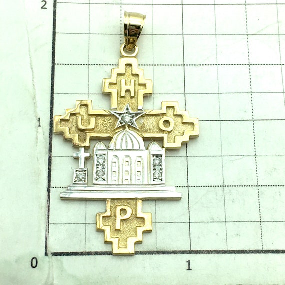 Vintage 10k Yellow Gold & Diamond Orthodox Cross … - image 8