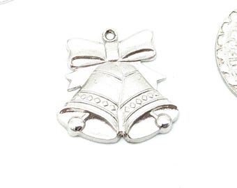 Sterling Silver Christmas Bells Holiday Charm or Pendant