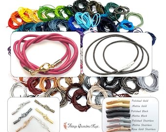 2mm Genuine Leather Cord Necklace, Choice of Clasps and Colors