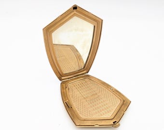Vintage American Beauty Brass Art Deco Powder Compact