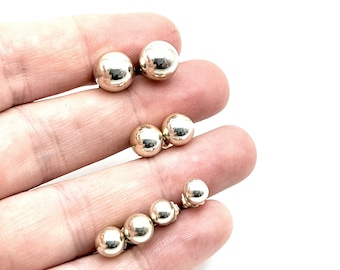 Sterling Silver Ball Stud Earrings, Old Stock, New Condition 6-10 mm