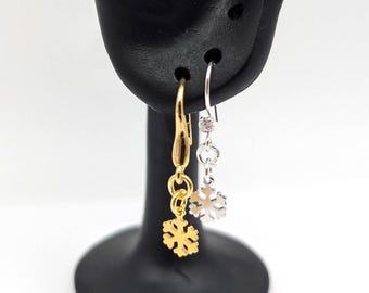 Dainty Sterling Silver Snowflake Dangle Earrings - 4 Styles, Holiday Earrings, Christmas Earrings