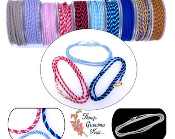 Striped Multicolor 2mm Silk Cord Necklaces, Sterling, Gold Filled,  Made to Order, Lobster, Magnetic Clasp Options