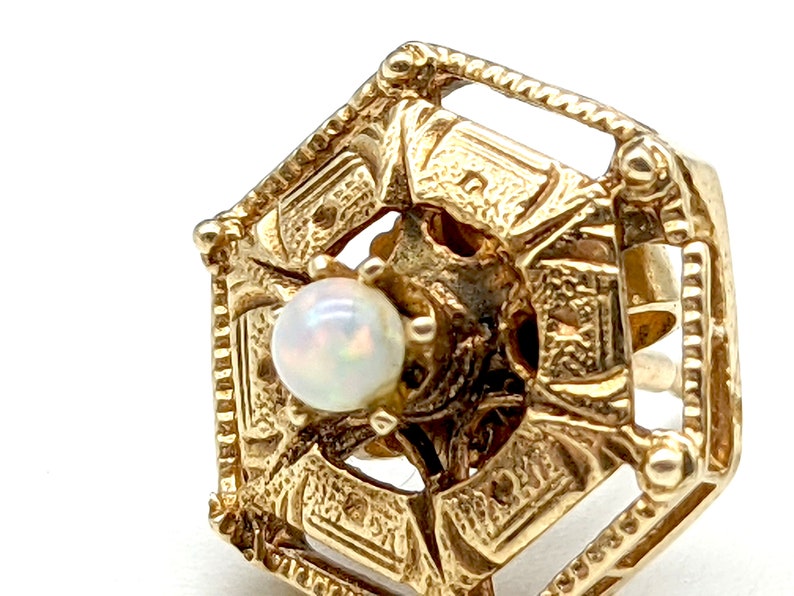 Antique Art Deco 14K Gold /& Opal Stud Earrings