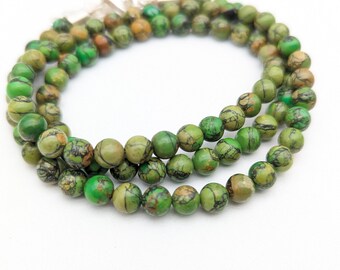 Vintage Sterling Silver & Green Turquoise Beaded Necklace Signed DTR, Jay King Mine Finds