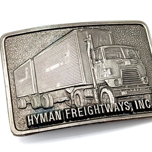 Vintage Great American Buckle Company Hyman Freightways Semi Truck Belt Buckle