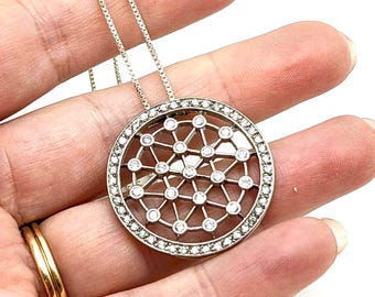 Sterling Silver & CZ Circle Pendant Necklace - 18"