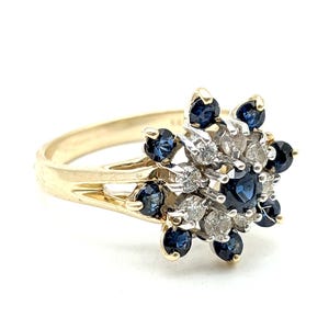 14K Gold, Natural Sapphire & Diamond Estate Ring - Size 7, Resizable