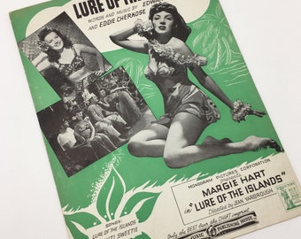 1947 First Edition Lure of the Islands Sheet Music From the Motion Picture, Margie Hart Cover