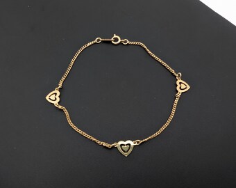 Avon Gold Hearts Anklet or Large Bracelet - 9"