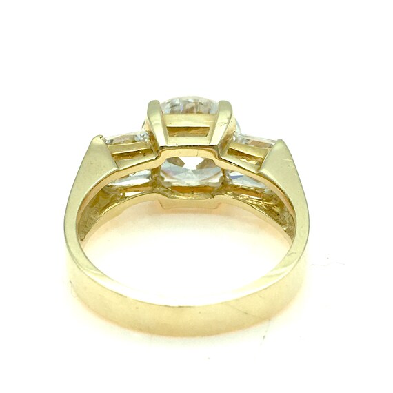 14K Solid Gold CZ Three-Stone Ring - Size 8 - image 6