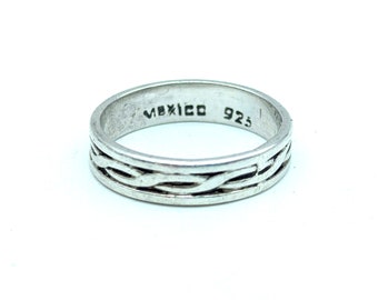 Vintage Sterling Silver Celtic Rope Ring Band - Size 6