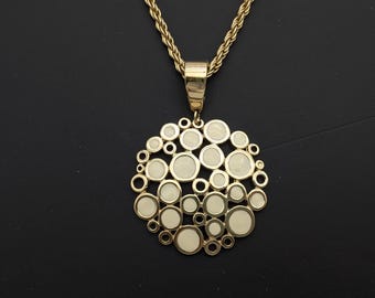 Vintage Premier Designs Enamel & Gold Tone Circles Pendant NEcklace