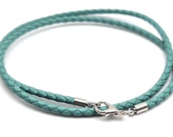 Sterling Silver Braided Leather Cord Necklace, 3mm Choker, Custom Made