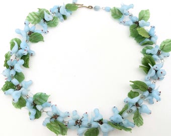 Stunning Murano Glass Bluebird Necklace - 16-18" Adjustable