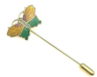 Vintage Cloisonne Enamel Butterfly Stick Pin