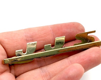 JJS Gold Tone Initials Vintage Hickok Tie Bar