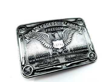 Vintage NRA Leadership Award 1982 Belt Buckle