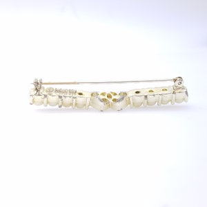 Vintage Sarah Coventry Faux Pearl & Aurora Borealis Crystal Hearts Bar Brooch image 6