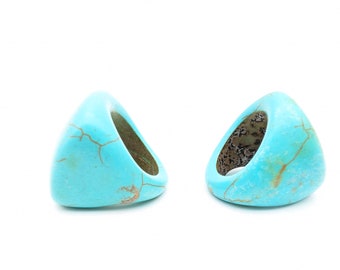 Choice of Carved Turquoise Blue Howlite Chunky Statement Rings - Sizes 6 & 7.5