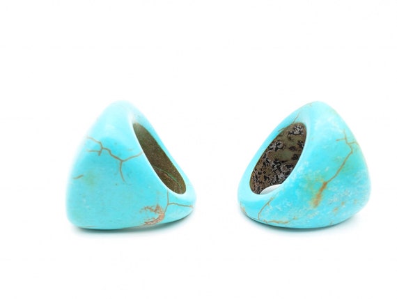 Choice of Carved Turquoise Blue Howlite Chunky St… - image 1