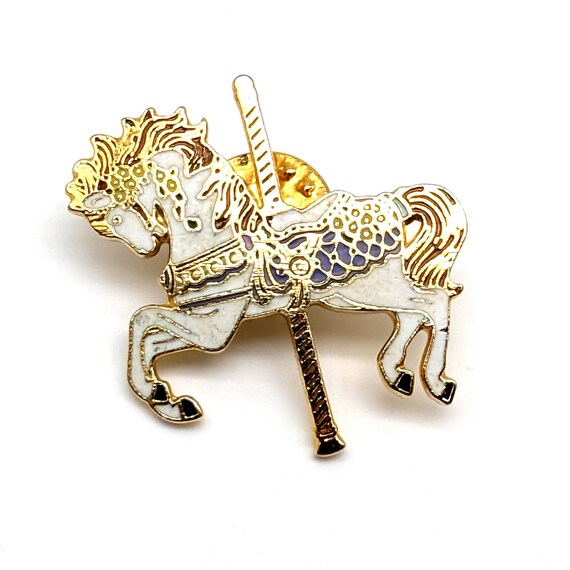Cloisonne Enamel Carousel Horse Pin Signed Albert Elovitz