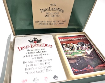 Old Stock "Dad's Lucky Deal" Avon Card Deck & Soap Gift Set