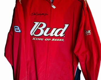 New 1990s Dale Earnhardt Jr. Bud King of Beers Chase Authentics Nylon Windbreaker Jacket -XL
